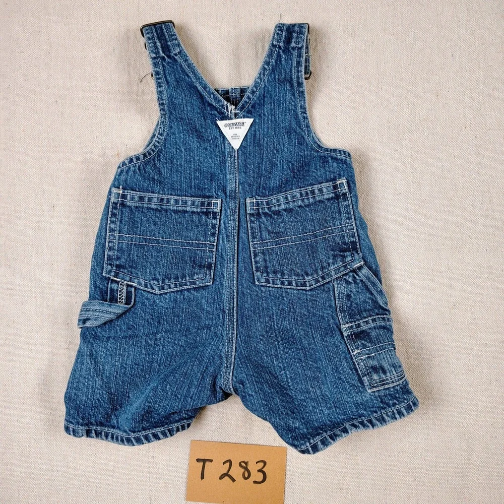 OshKosh B'gosh Baby Boys Denim Shortalls Blue Carpenter Overalls 0-3 Months